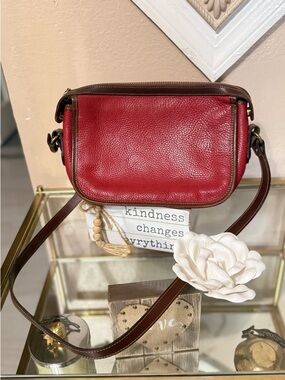 Coach Red Leather Crossbody with Brown Trim